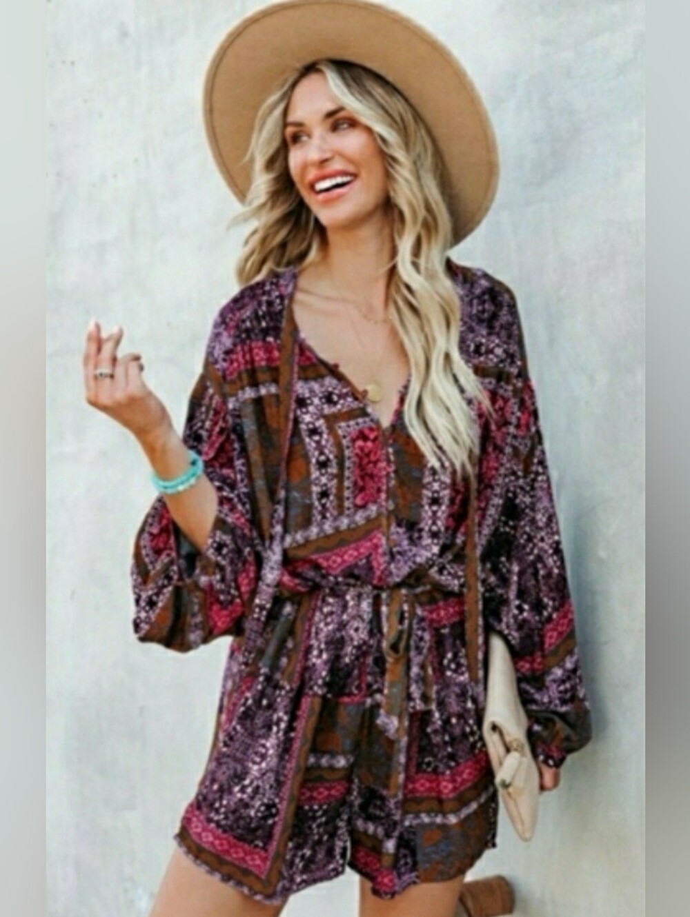VICI COLLECTION MAKE MAGIC POCKETED PATCHWORK ROMPER